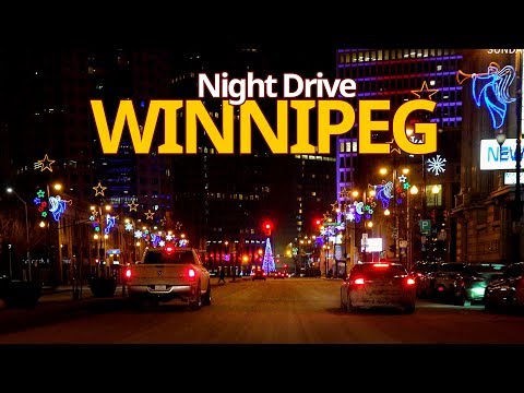 Winnipeg 4K - Night Drive - Driving Downtown - Manitoba, Canada