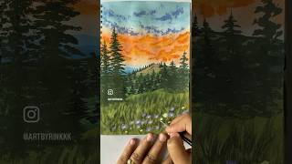 Easy landscape painting tutorial #easyartvideo #easydrawing #easypaintingtechnique #scenerypainting