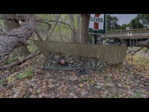 I camped in the rain across from 7/11 | STEALTH CAMPING