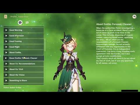 EMILIE ALL VOICE LINES (ENGLISH)