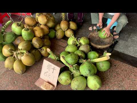 [중국 하이난 섬 싼야] 코코넛 한국 돈 천원 / Coconut cutting skills 海南三亚