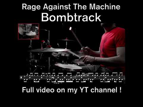 Rage Against The Machine - Bombtrack - (with scrolling drum score) #drumscore #drumcover