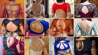 Trendy Silk cotton saree blouse designs/Latest blouse back neck designs/Boat neck blouse designs