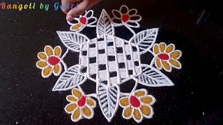 सिम्पल डिझाइन🌷💖🌷 #daily outdoor rangoli designs # 3×2 dots easy rangoli 🌷🍁🌷kolam designs