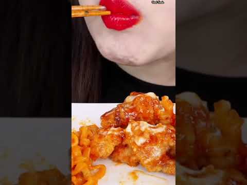 Asmr Eating Spicy Fire Chicken Cutlet 🔥🤤#shorts