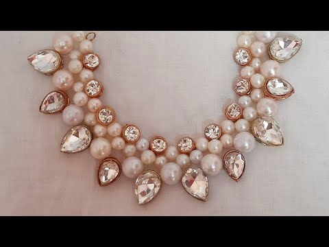 😍Beautiful Bridal easyJewellery🥰 #diynecklace💜#pearl #kundhan#viral#diy#jewellerymaking traditional