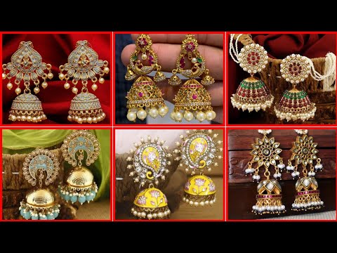 Beautiful Matt Finish Navarathna Kundan Lotus Jhumkka DJ31652