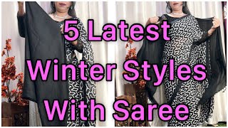 5 Latest Winter styles with saree | winter style fashion | #saree #fashion #draping #sareedraping