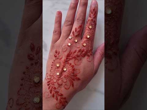 Orange glitter henna with gemstones ✨️ #mehndi #henna #hennaartbyaroosa