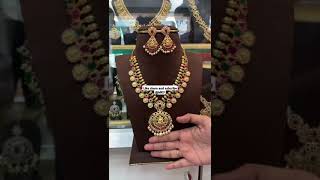 Laxmi kasu necklace with lakshmi pendant earrings collections@#MKF# 9014811767