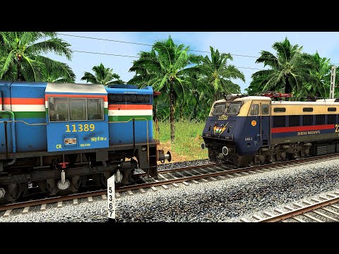 WAP4 RESCUE WDG3A ICF EXPRESS TRAIN I BUMPY RAILROAD CROSSING I  INDIAN TRAIN SIMULATOR