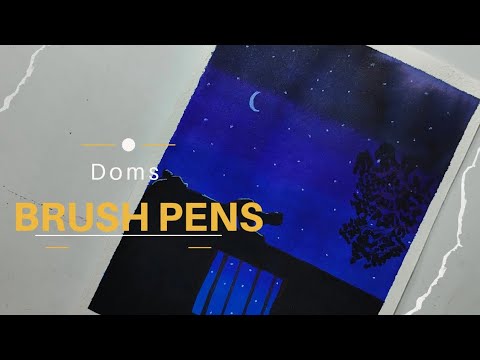 Doms Brush Pens | Watercolor drawing with Doms Brush pens | Scenery Drawing