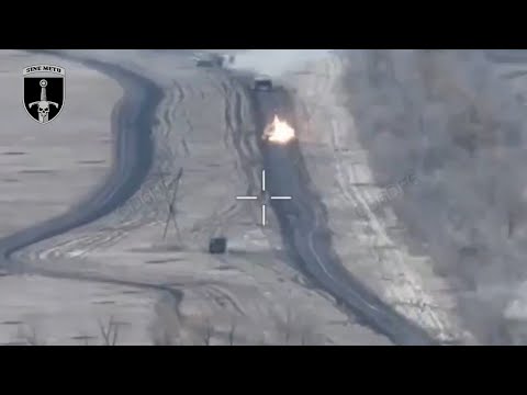 Leopard 2 Ambushes Russian Armored Column -- Four Vehicles Destroyed!