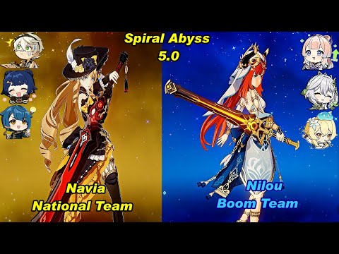 (5.0) C0 Navia National Team & C0 Nilou Bloom Team Spiral Abyss Floor 12 Full Star _F2P