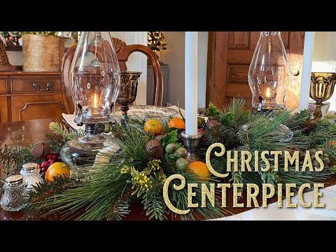 Rustic Christmas Table Centerpiece with Candles - Christmas Floral - Farmhouse Christmas Decorating