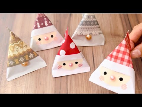 Origami  How to make a tetra-shaped gift box  for Christmas diy display it as a Christmas ornament.