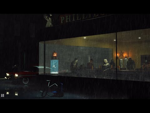 Nighthawks Diner: Horror Edition | Thunder and Rain | AMBIENCE