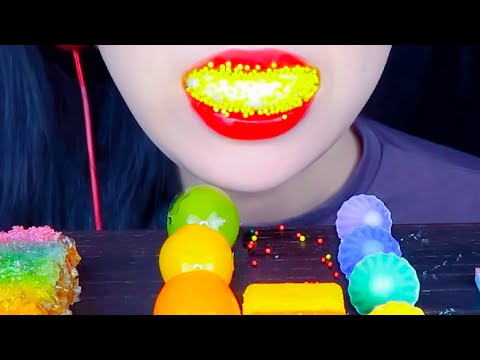 ASMR Rainbow Food, Raw Honeycomb Eating Vlog, Mukbang 레인보우 푸드, 생 벌집 먹기 @HongyuASMR