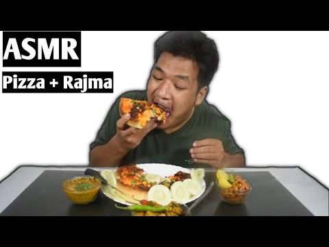 Asmr eating Pizza + rajma + sabji.