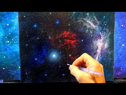 Galaxy pour and clear coating on canvas