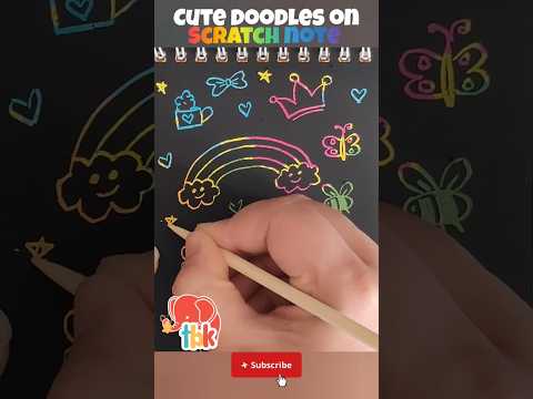 Cute doodles on scratch note - Scratch note drawing ideas for kids and beginners #shorts #trending