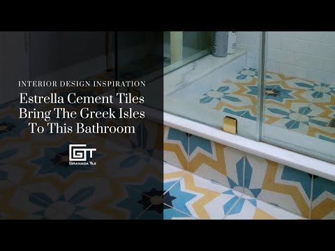 Our Estrella Cement Tiles Bring A Hint Of The Greek Isles To This Bathroom