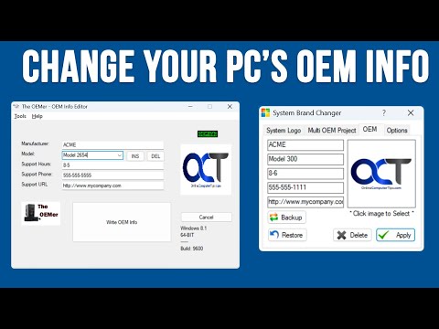 How to Change the Windows Support\OEM Information for Your PC