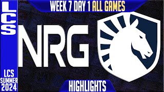 NRG vs TL Highlights ALL GAMES | LCS W7D1 Summer 2024 | NRG vs Team Liquid Week 7 Day 1