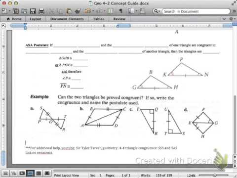 geometry 4-2 concept guide: triangle congruency SSS, SAS, ASA