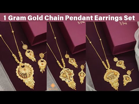 1 Gram Gold Plated Pendant Set with Price - One Gram Gold Pendant Set Online Shopping