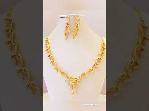 Lightweight Gold Necklace Design #gold #goldnecklace #goldset #shorts