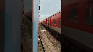 "Flying on ! Another breathtaking high-speed crossing! 🚆💨"#FastTrain #IndianTrains #TrainPhotography