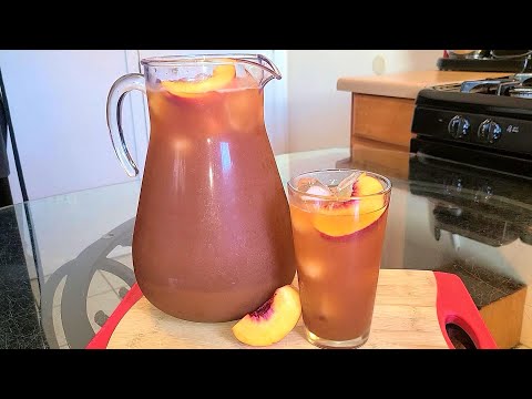 Homemade Peach Iced Tea | Iced tea made with fresh peaches | It can it be Sweetened or sugar free.