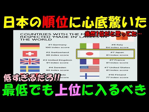 【海外の反応】「日本の順位が謎すぎる…」最も信頼され価値が高い国ランキングがドイツ企業から発表され話題に！！「Made in と言ったらJapanだろ！？」