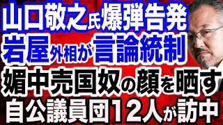 【爆弾告発】山口敬之氏が明かす売国奴・岩屋外相の衝撃事実…中国の意に沿うように言論統制？外務省が日本国民に隠蔽／自民・森山幹事長ら自公議員団12人訪中／岩屋外相が韓国外相と会談／USスチール買収問題