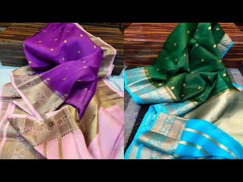 New buti with new Colors Banarsi kora soft semi organza  antique buti saree