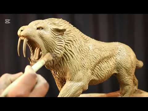 Making a Sabertooth tiger with clay  clay art animal #wastematerialcraftideaseasyhomedecoration