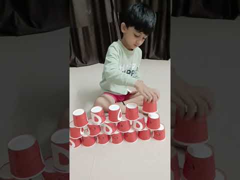 Making Pyramid with Cups ||Fun Way of learning||Learning activity at home 🏡