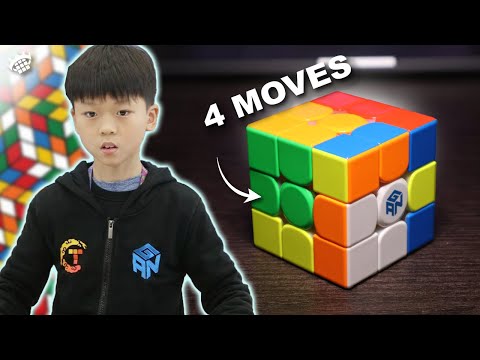 Can I Beat YIHENG WANG with only 4 MOVES? | Rubik's Cube WR holder