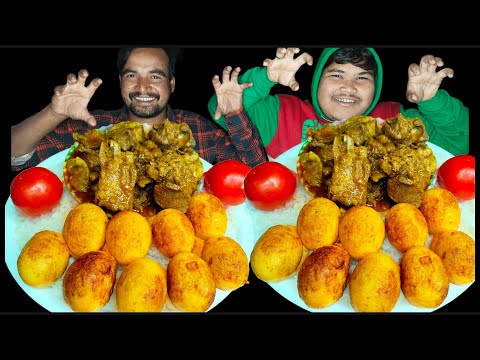 Spicy Mutton Curry With Egg Fry & Rice Eating Challenge | AHFOODCHALLENGE |Eating Competition#foryou