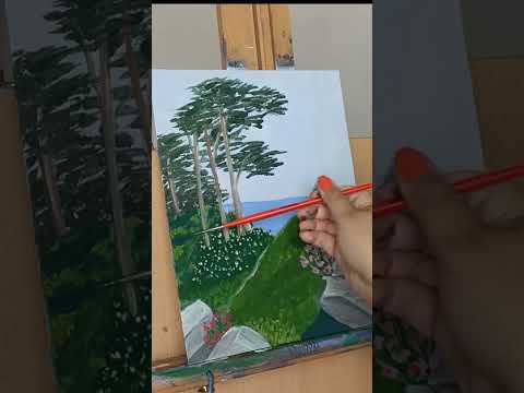 landscape painting #art #artwork #drawing #painting #video #challenge  #acrylicpainting #shorts