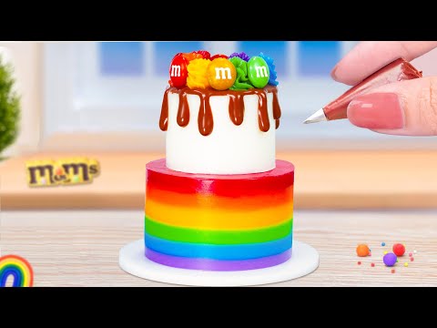 Amazing M&M Miniature Rainbow Cake Decorating 🌈🍰Rainbow Cake Recipe | Tiny Cakes