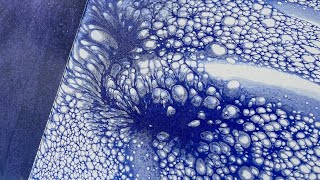 Abstract Acrylic Pour Painting in Blue ~ The Pearl Pour Technique with Resin Epoxy