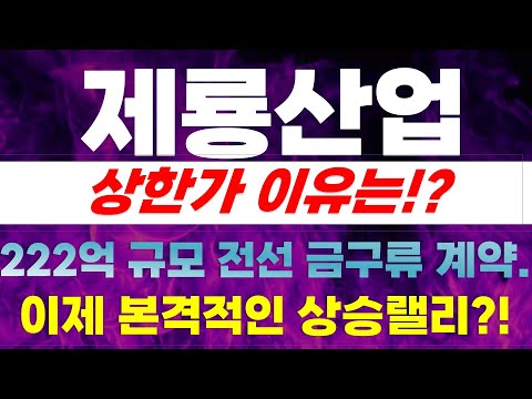 [제룡산업 주가전망] 상한가 이유는?! 222억 규모 전선 금구류 계약. 이제 본격적인 상승랠리?!