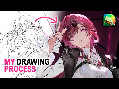 How I Draw in Paint Tool Sai! ✦ Kafka Honkai Star Rail Digital Art Process [Speedpaint]