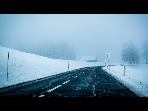 Snowy 1-hour roadtrip while listening to acoustic folk music