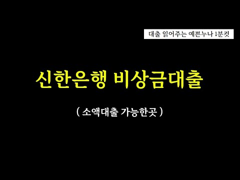 신한은행 비상금대출 무직자이신데 소액대출 필요하신분들!