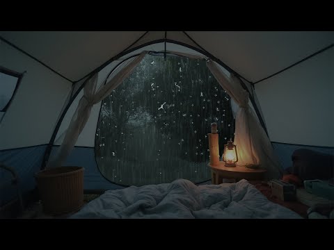 Soothing Night Rain Inside a Camping Tent - Rain&Thunder sounds for Meditation and Relaxation