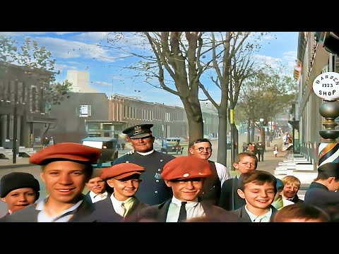 Pigtown, Baltimore 1920's in color [60fps, Remastered] w/sound design