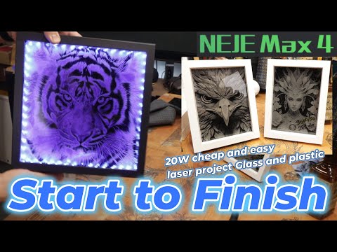 Easy laser engraving project with 20W NEJE MAX 4, Cheap Glass and Plastic photo frame